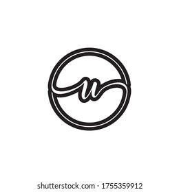 U letter script circle logo design vector