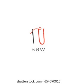 U letter sew logo vector