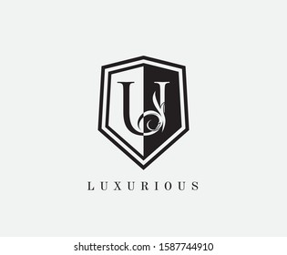 U Letter Shield Letter Logo Icon. Simple U Guard Logo design perfect for fashion, Jewelry, Beauty Salon, Cosmetics, Spa, Hotel and Restaurant Logo. 