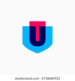 u letter shield protection security logo vector icon illustration