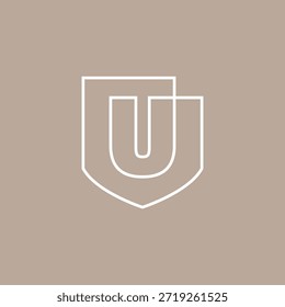 u letter shield protection security logo vector icon illustration