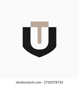 Ilustración de icono de Vector de logotipo de seguridad de protección de letras U