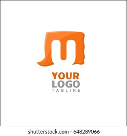 U letter simple brand identity. Social Talk, app, forum, social media. Vector logo template