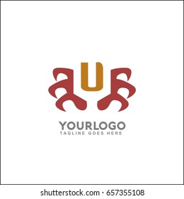 U Letter Spider vector illustration with Happy Halloween logo. Festive logo design.