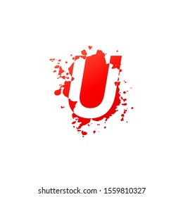 U Letter Splatter logo.  Abstract Design concept blood splash  with hidden letter U logo icon for initial, company identity and more brands.
