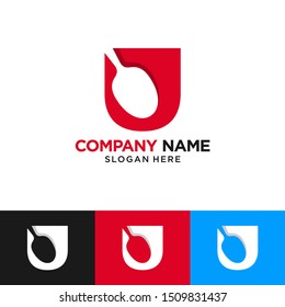 U Letter Spoon Logo Design Template Inspiration, Vector Illustration.