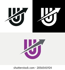 U Letter Stripe Arrow Abstract Logo