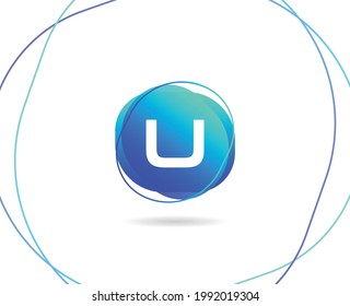 Diseño de logotipo técnico de letra U con plantilla de vectores de color de degradado moderno