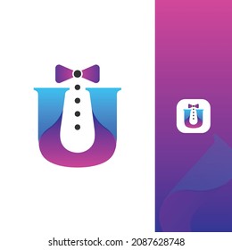 U Letter Tie Logo Vector Design.