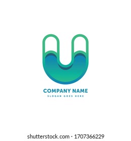 Logotipo vectorial de la letra U. Plantilla de diseño de marcas de icono abstracto. Forma de signo de elemento de concepto de logotipo creativo.