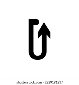 U letter vector logo design with up arrow sign.