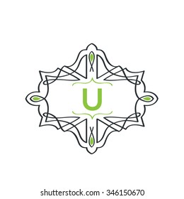U letter vector logo template (sign, symbol, emblem, ornament)