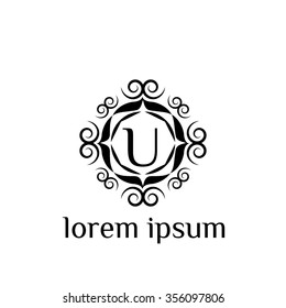 U letter vector logo template (sign, symbol, emblem, ornament)