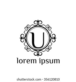 U letter vector logo template (sign, symbol, emblem, ornament)