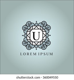 U letter vector logo template (sign, symbol, emblem, ornament)