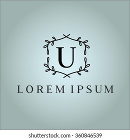 U letter vector logo template (sign, symbol, emblem, ornament)