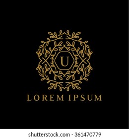  U letter vector logo template (sign, symbol, emblem, ornament)