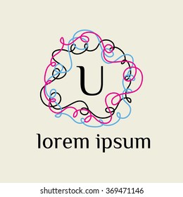 U letter vector logo template (sign, symbol, emblem, ornament)