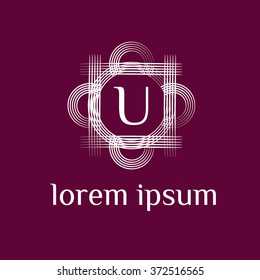 U letter vector logo template (sign, symbol, emblem, ornament)