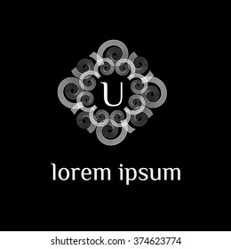 U letter vector logo template (sign, symbol, emblem, ornament)