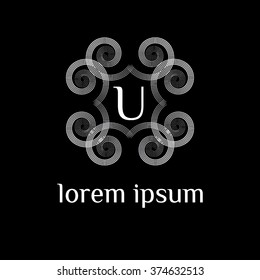 U letter vector logo template (sign, symbol, emblem, ornament)