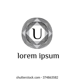 U letter vector logo template (sign, symbol, emblem, ornament)