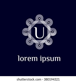 U letter vector logo template (sign, symbol, emblem, ornament)