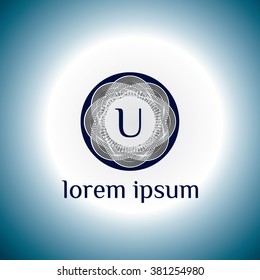 U letter vector logo template (sign, symbol, emblem, ornament)