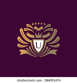 U letter vector logo template (sign, symbol, emblem, ornament)
