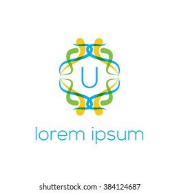 U letter vector logo template (sign, symbol, emblem, ornament)