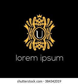 U letter vector logo template (sign, symbol, emblem, ornament)