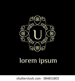 U letter vector logo template (sign, symbol, emblem, ornament)