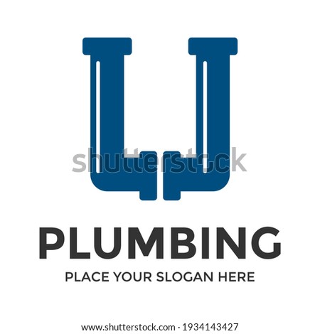 U Letter vector logo template. This design use pipe symbol. Suitable for industrial.