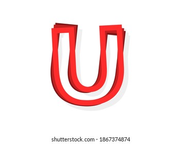Vector de letras U, diseño moderno de capas de contorno fuente de color rojo. Ilustración Eps10