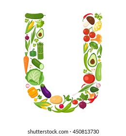 U letter from vegetables.