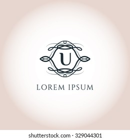 U letter vintage fashion vector logo template (sign, symbol, icon, monogram)