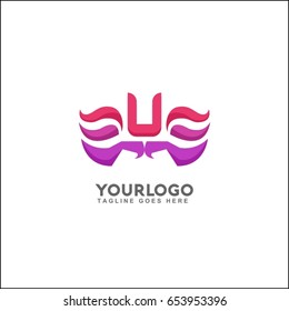 U Letter Water Wave symbol and icon Logo Template vector
