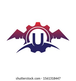 U Letter wings logo icon creative concept template design