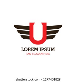 U Letter Wings Vector Abstract Logo Design Elements