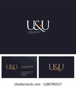 U & U letters Joint logo icon and Business card vector template.