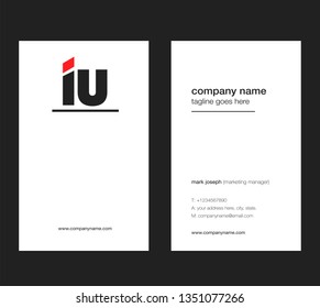 I & U letters Joint logo icon with business card vector template.
