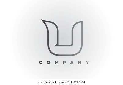 U line grey white gradient alphabet letter logo icon with white background. Business creative design for corporate and template