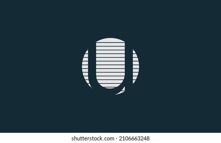 U lines warp logo design. Letter icon made with circular outline.
