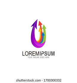 Combinación de logotipo y diseño de flecha de U, plantilla de logotipo 3d
