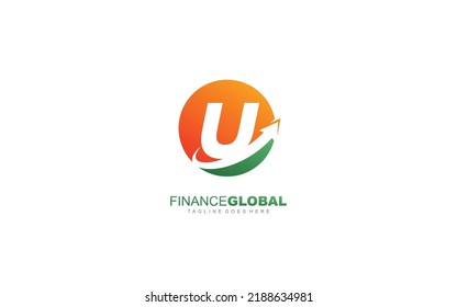 U logo arrow and management for company. letter template vector illustration for your brand.
