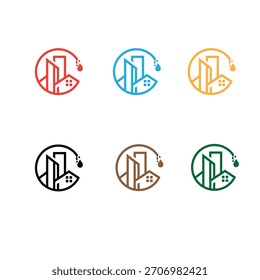 Ilusión de Vector de tecnología de línea de construcción de logotipo U