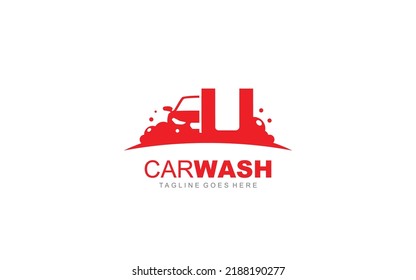 U logo carwash for identity. car template vector illustration for your brand.