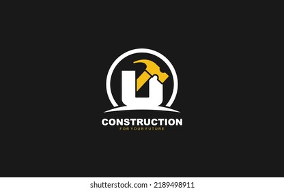 U Logo Construction Vector Woodworking Company Stock Vector (Royalty ...