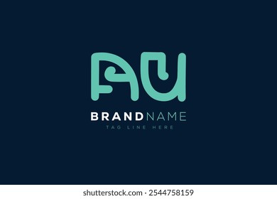 Design do logotipo A e U. AU abstract Letters Logo Monogram (em inglês). Este design de logotipo é o processo de criação de um símbolo visual que representa uma marca, empresa ou indivíduo.