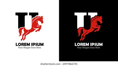 U-Logo-Design kombiniert mit Pferd